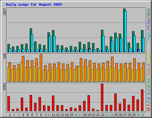 Daily usage for August 2025