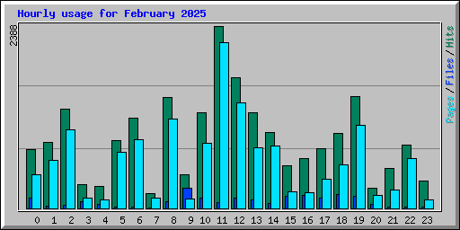 Hourly usage for February 2025